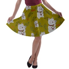 Super Lucky Cat A-line Skater Skirt