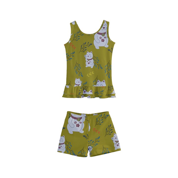 Super Lucky Cat Kids  Boyleg Swimsuit