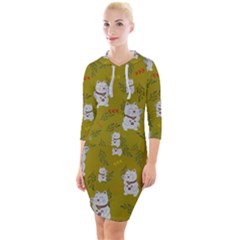 Super Lucky Cat Quarter Sleeve Hood Bodycon Dress by GeekLover