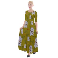 Super Lucky Cat Half Sleeves Maxi Dress