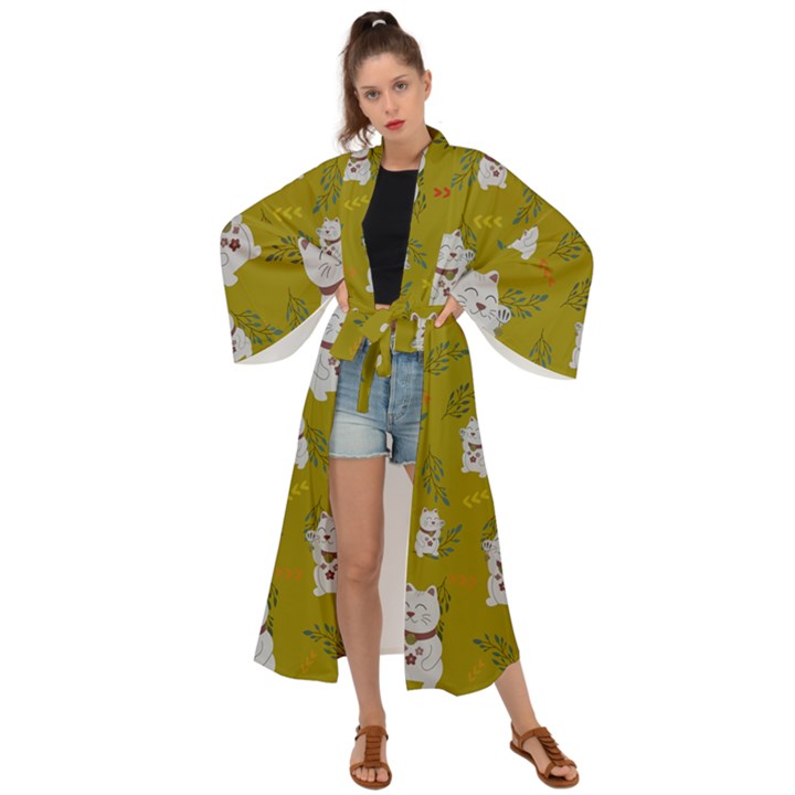 Super Lucky Cat Maxi Kimono