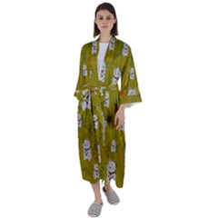 Super Lucky Cat Maxi Satin Kimono by GeekLover