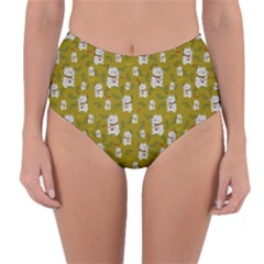 Super Lucky Cat Scaled Reversible High-waist Bikini Bottoms by GeekLover