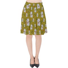 Super Lucky Cat Scaled Velvet High Waist Skirt