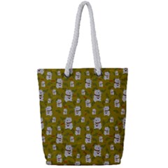 Super Lucky Cat Scaled Full Print Rope Handle Tote (small)