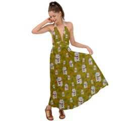 Super Lucky Cat Scaled Backless Maxi Beach Dress by GeekLover