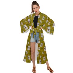 Super Lucky Cat Scaled Maxi Kimono