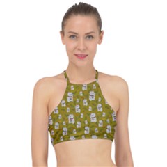 Super Lucky Cat Scaled Halter Bikini Top