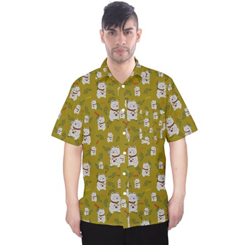 Super Lucky Cat Scaled Men s Hawaii Shirt by GeekLover