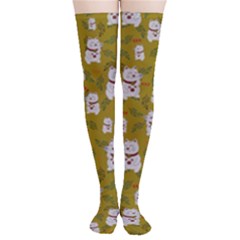 Super Lucky Cat Scaled Thigh High Stockings