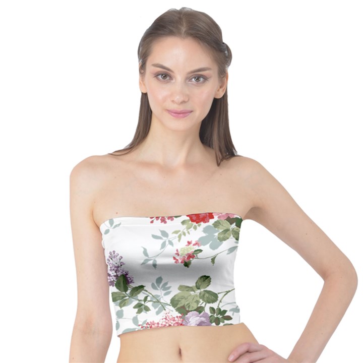 Floral Elements Peony Chinese Rose Tube Top