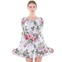 Floral Elements Peony Chinese Rose Long Sleeve Velvet Skater Dress View1