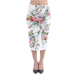 Floral Elements Peony Chinese Rose Midi Pencil Skirt