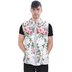 Floral Elements Peony Chinese Rose Men s Puffer Vest