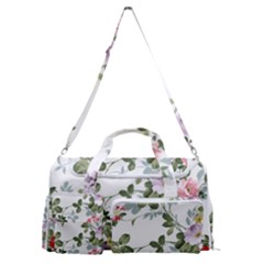 Floral Elements Peony Chinese Rose Sports Gym Duffle Bag With Shoe Compartment by Grandong