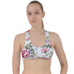 Floral Elements Peony Chinese Rose Criss Cross Racerback Sports Bra