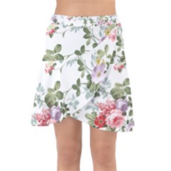 Floral Elements Peony Chinese Rose Wrap Front Skirt