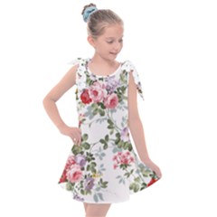 Floral Elements Peony Chinese Rose Kids  Tie Up Tunic Dress