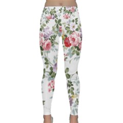 Floral Elements Peony Chinese Rose Lightweight Velour Classic Yoga Leggings by Grandong