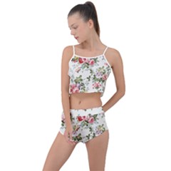 Floral Elements Peony Chinese Rose Summer Cropped Co-ord Set