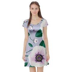 Flowers Petals Blossom Flora Short Sleeve Skater Dress by Apenda