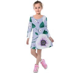 Flowers Petals Blossom Flora Kids  Long Sleeve Velvet Dress