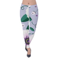 Flowers Petals Blossom Flora Velvet Leggings