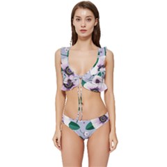 Flowers Petals Blossom Flora Low Cut Ruffle Edge Bikini Set