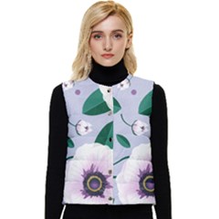 Flowers Petals Blossom Flora Women s Button Up Puffer Vest