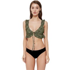 Day Of The Death Moth Scaled Low Cut Ruffle Edge Bikini Top