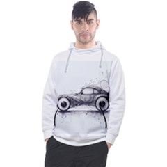 Stylized Silver Car With Swirling Patterns On Black Background Png (1) Men s Pullover Hoodie