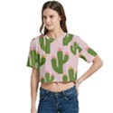 Cuctus  Women s Round Neck Short Sleeve Crop Top View2