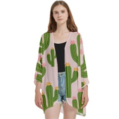 Cuctus  Open Front 3/4 Sleeve Batwing Chiffon Cardigan Kimono by StyleHavenStore