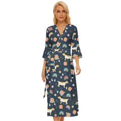 Dogs Midsummer Wrap Dress