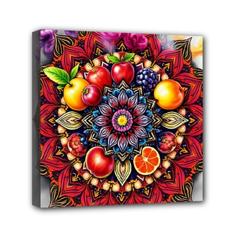 Fruity Mandala Mini Canvas 6  X 6  (stretched) by AIDreaming