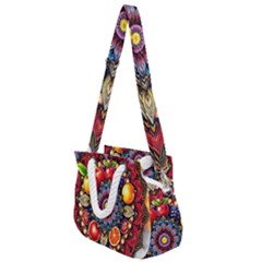 Fruity Mandala Rope Handles Shoulder Strap Bag by AIDreaming