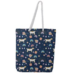 Dogs Full Print Rope Handle Tote (large)