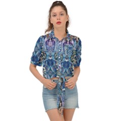 Blue Pour Blend  Tie Front Shirt 