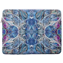 Blue Pour Blend  17  Vertical Laptop Sleeve Case With Pocket by kaleidomarblingart