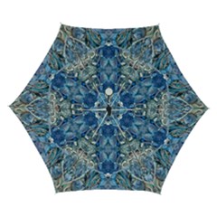 Blue Pour Blend  Automatic Folding Umbrella With Case (small) by kaleidomarblingart