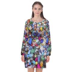 Trash To Treasure (ai) Long Sleeve Chiffon Shift Dress 