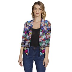 Trash To Treasure (ai) Women s Draped Front 3/4 Sleeve Shawl Collar Jacket by dflcprintsclothing