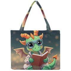 Baby Dragon Reading A Book Mini Tote Bag