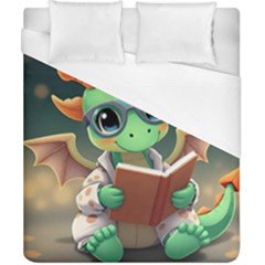 Baby Dragon Reading A Book Duvet Cover (california King Size) by AIDreaming