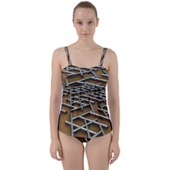 Expression Of Structure Twist Front Tankini Set