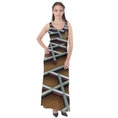 Expression Of Structure Sleeveless Velour Maxi Dress