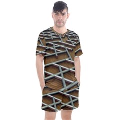 0118 F Expression Of Structure Large Men s Mesh T-shirt And Shorts Set