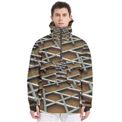 0118 F Expression Of Structure Large Men s Pullover Zip Ski And Snowboard Waterproof Breathable Jacket by geonetique