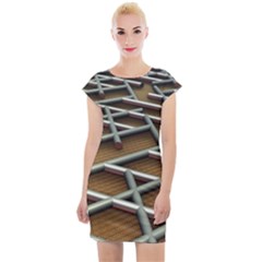 Expression Of Structure Cap Sleeve Bodycon Dress by geonetique