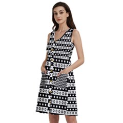 Black And White Circles Pattern Sleeveless Dress With Pocket by ytdream